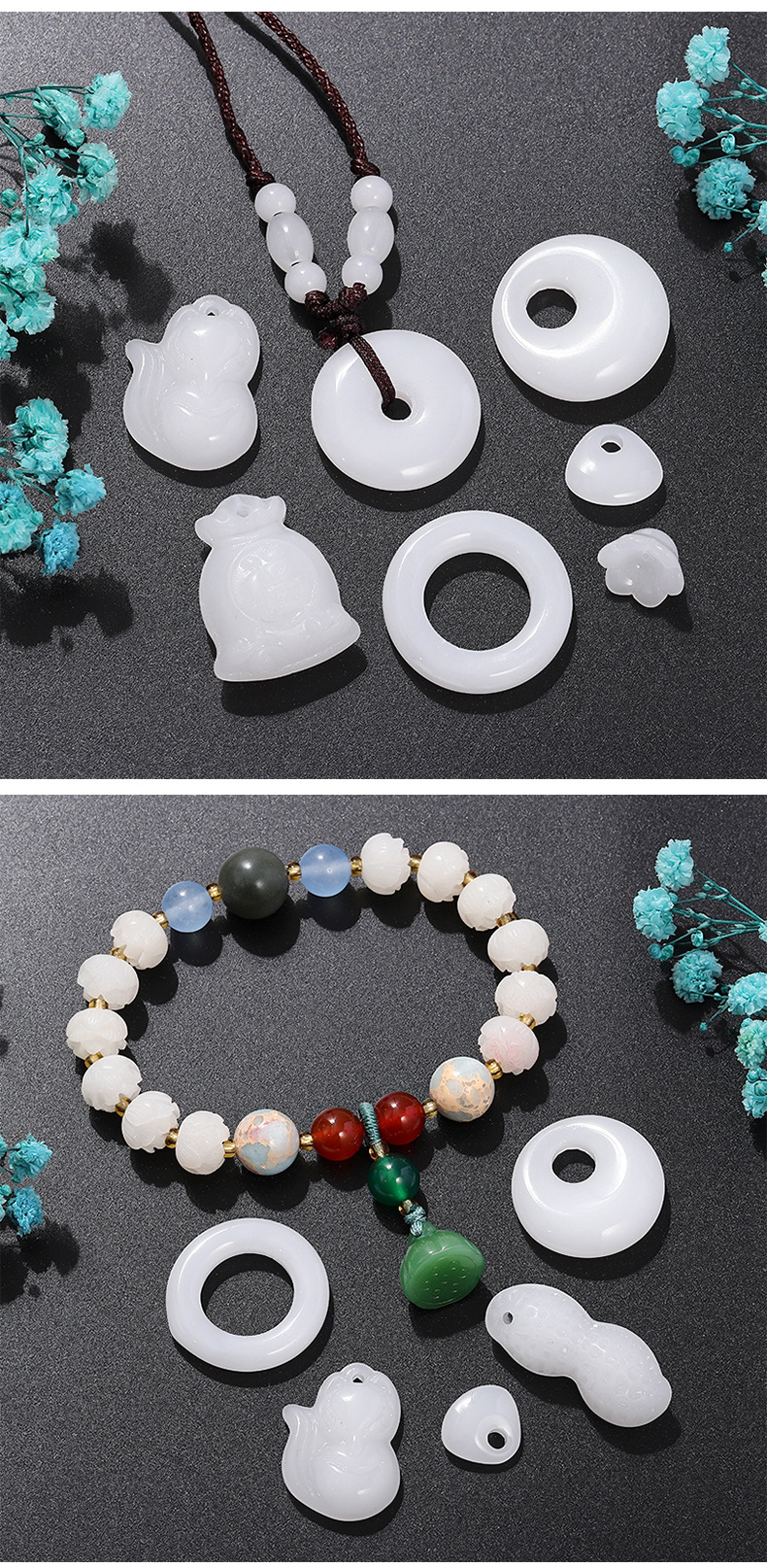 琉璃配件批发 仿玉花生吊坠白玉黄玉小元宝浅绿项链diy手链挂件详情7