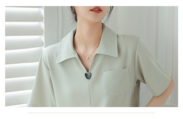 法式v领雪纺短袖衬衫夏季上衣设计感小众女式休闲风通勤气质衬衣详情29