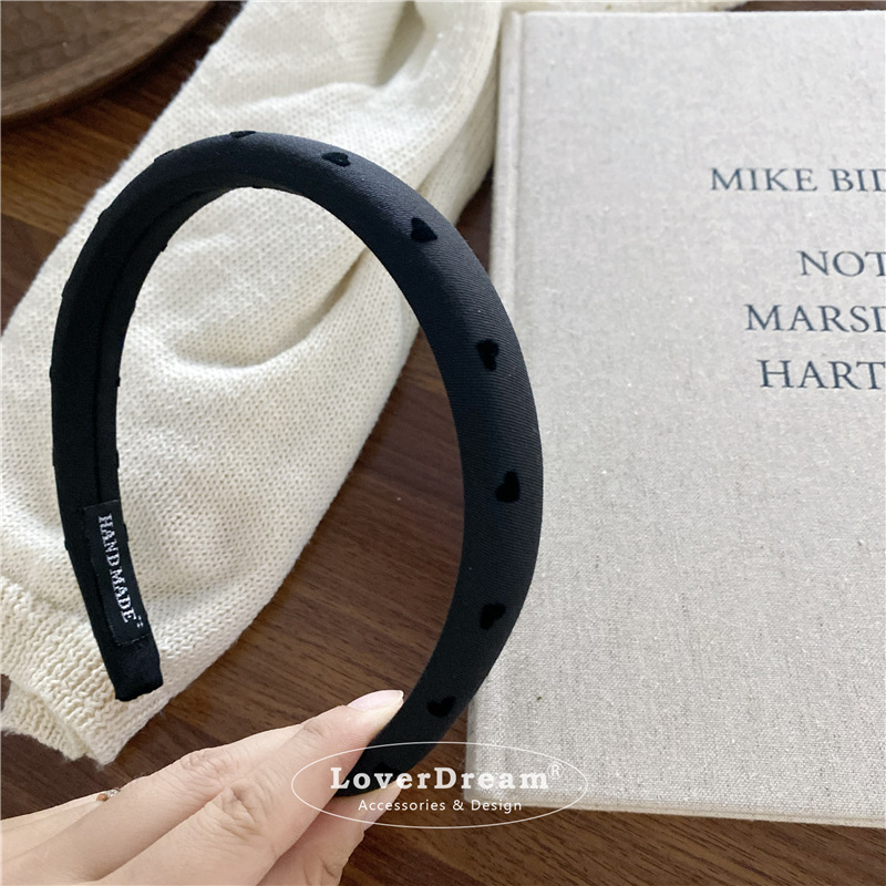 A new high-quality black polka dot heart-shaped bow headband from South Korea, sweet and fashionable headband, versatile hair accessory pic 32