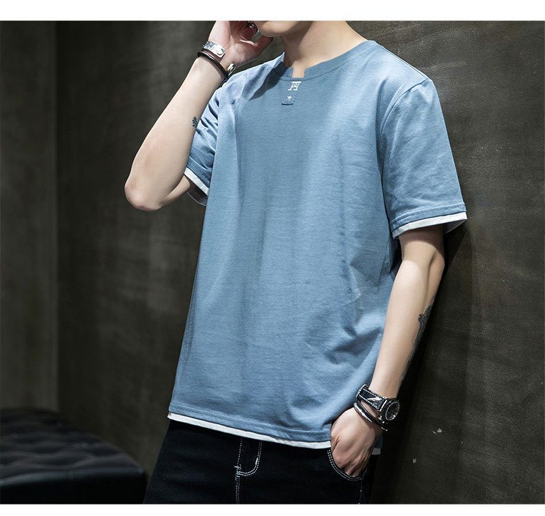 Short-sleeved T-shirt for men, Korean style, summer loose cotton T-shirt, cross-border new style, student bottom layer, half-sleeved shirt pic 55