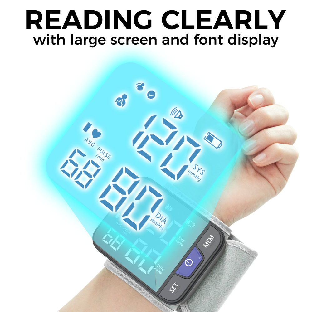 English electric wrist type home fully automatic blood pressure and heart rate voice broadcast intelligent alarm detection blood pressure monitor pic 1