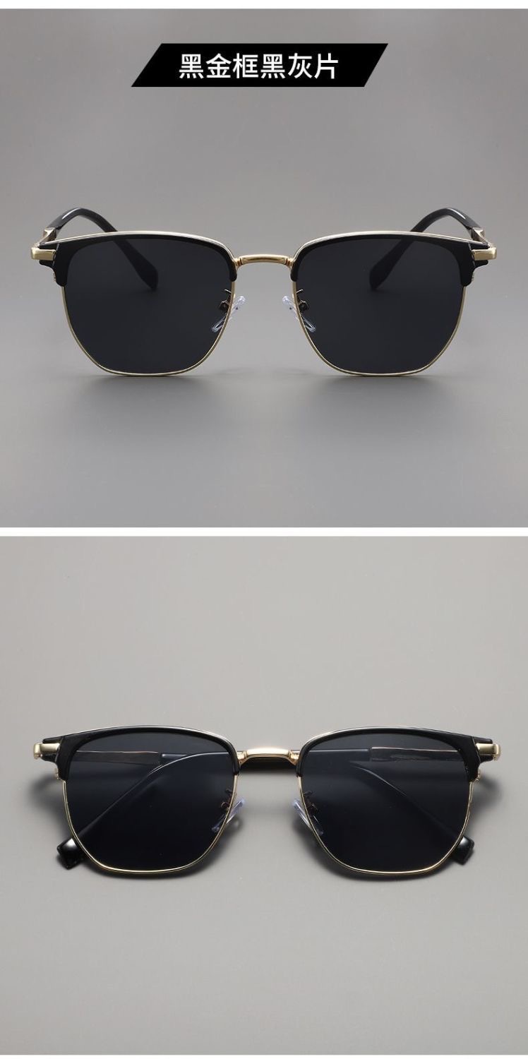 New retro, versatile sunglasses for daily use, UV protection, artistic, individualistic, refined semi-framed, and niche ins sunglasses pic 11
