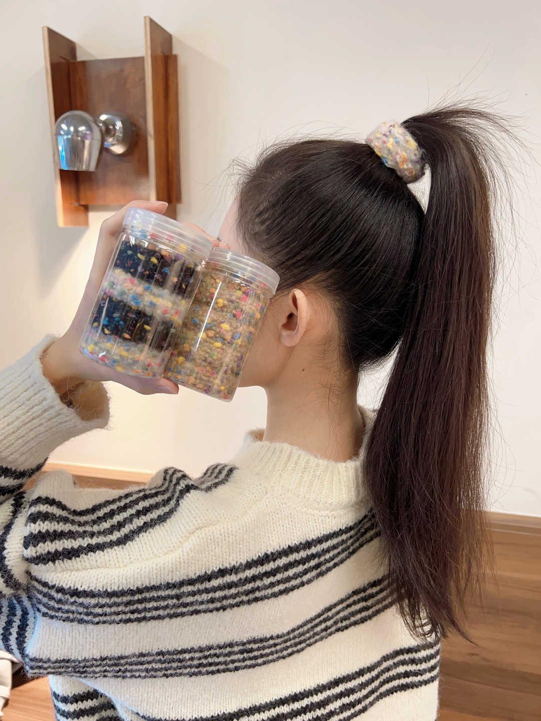 秋冬款毛绒高弹力马尾发绳韩式波点毛巾圈头绳简约小众针织毛线圈详情7