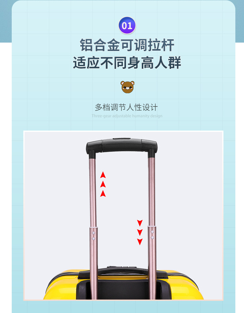 儿童拉杆箱批发万向轮18寸小行李箱印制logo卡通可爱密码箱旅行箱详情6