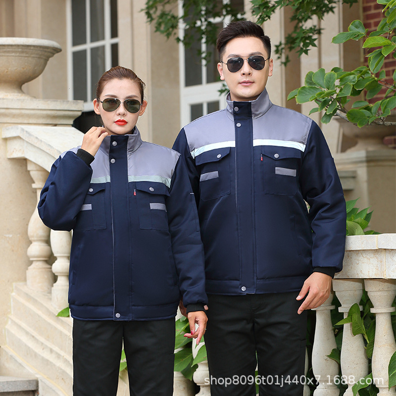冬季棉袄工作服企业加工中长款冷库值班防寒保暖劳保服棉服绣字详情2