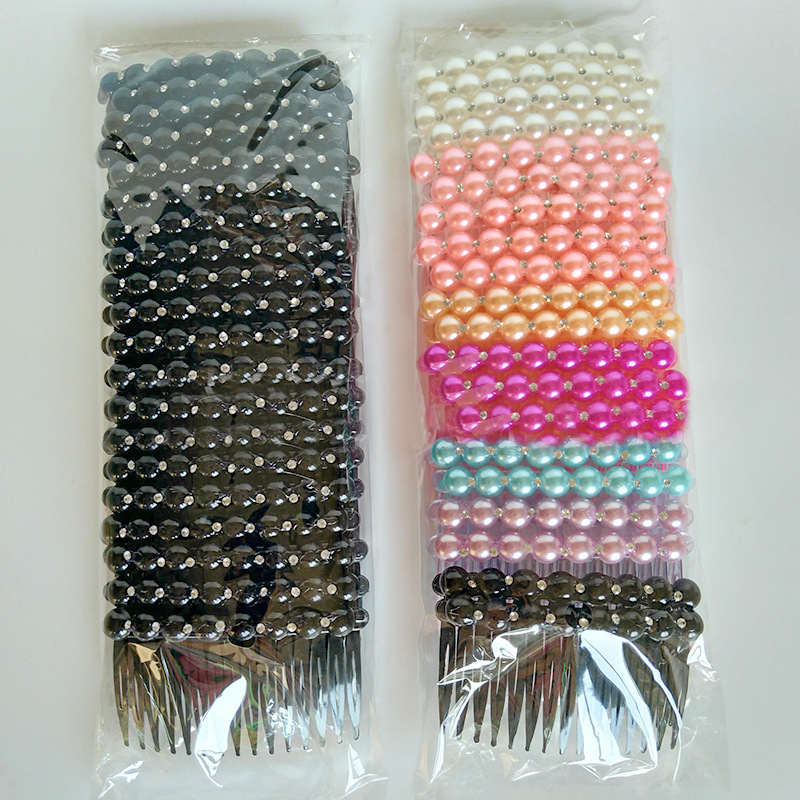 插梳 彩色珍珠发卡 带钻发夹 七彩插梳 1元店饰 头饰批发详情2