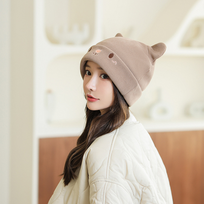 Gorro de punto mujer otoño invierno japonés manga de dibujos animados lindo gorro de oreja de conejo versión coreana heap heap gorro térmico gorro frío pic 7