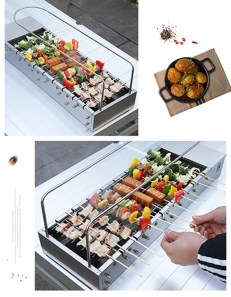 Charging automatic barbecue grill, outdoor automatic flipping barbecue rack, rotating skewer grill pic 3