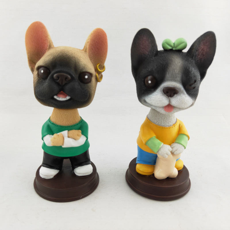 树脂摇头狗工艺品摆件 酷狗汽车摆件弹簧摇摆法斗详情6