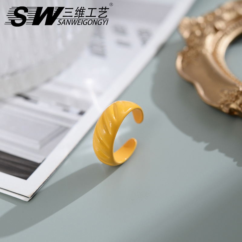 Fashionable Korean-style color spray open ring designer, niche color macaron index finger ring, elegant style jewelry wholesale pic 10