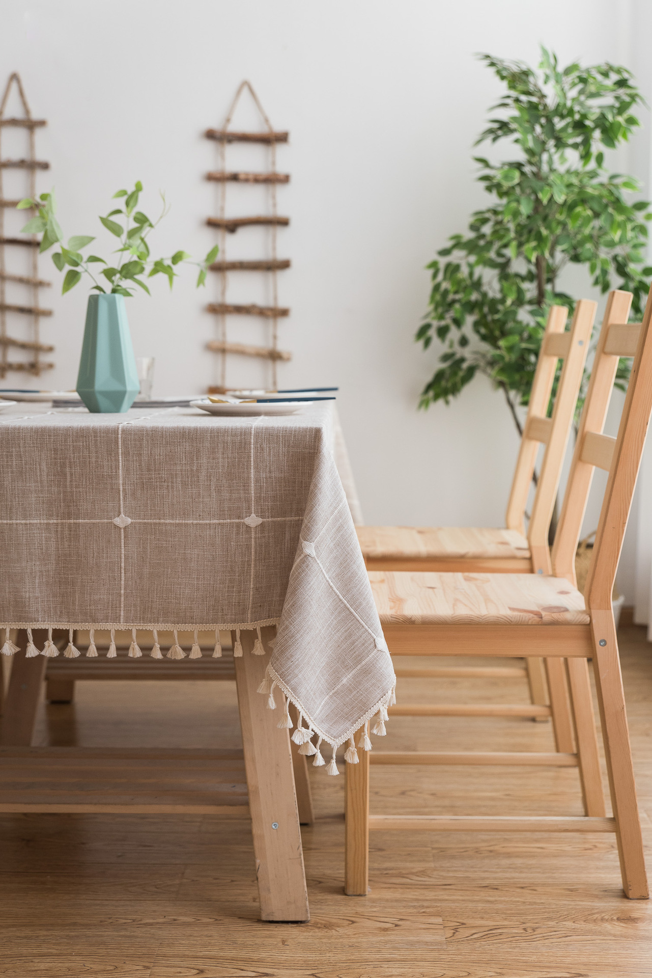 Cross-border Amazon farmhouse antique embroidery party tablecloth, cotton and linen outdoor linen coarse linen waterproof cover tablecloth pic 20