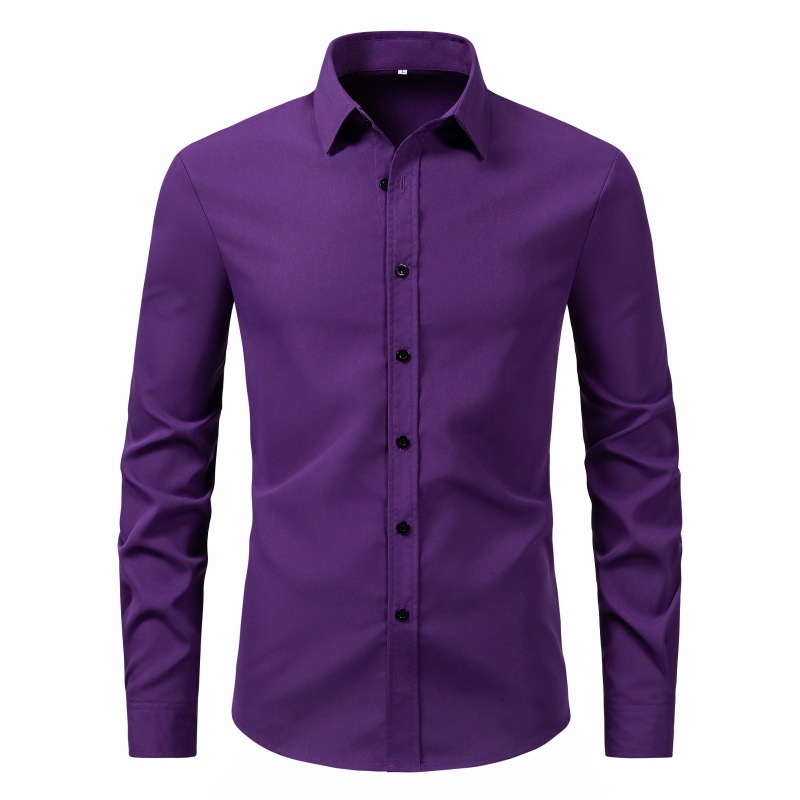 2024 comercio exterior europa y Estados Unidos nueva camisa de hombre moda transfronteriza estilo slim color sólido manga larga hombre top camisa pic 11