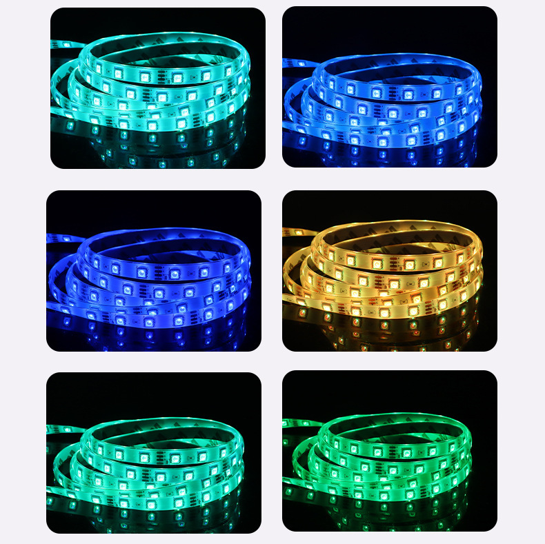 Hot-selling 5050RGB-2835RGB light strip 5M set, 54 light beads, color-changing light strip, decorative LED flowing light strip pic 6