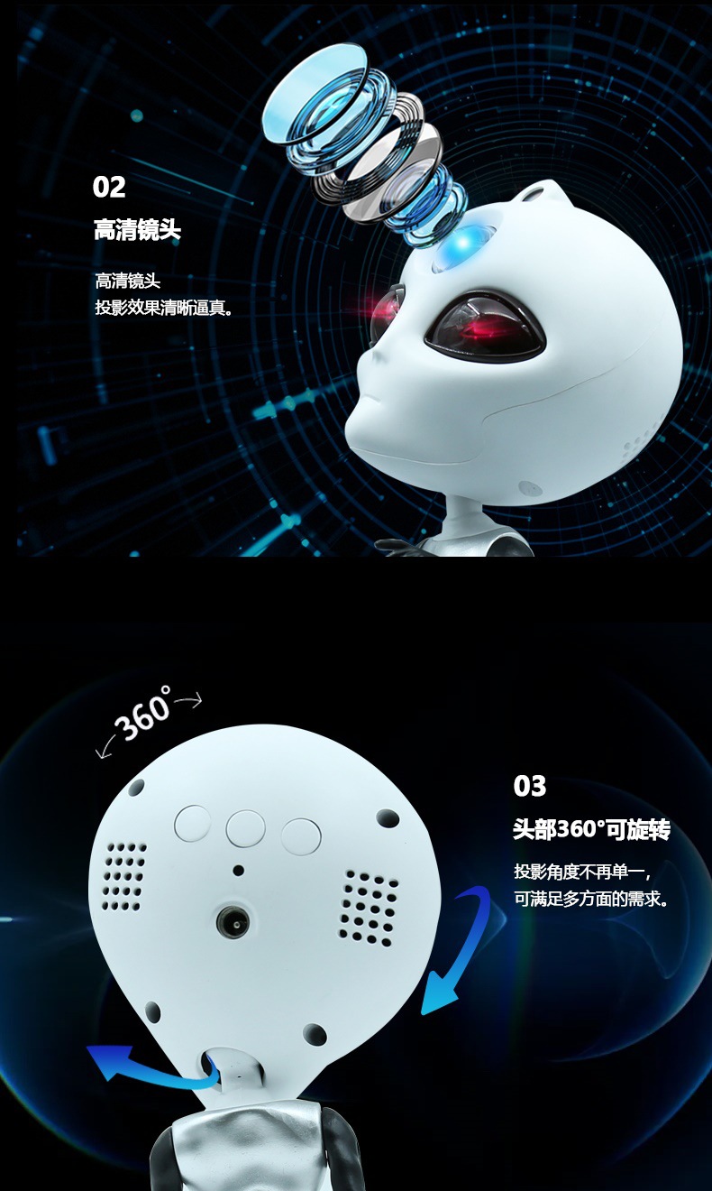 亚马逊创意宇航员星空投影外星人旋转蓝牙音响浪漫氛围卧室投影仪详情11