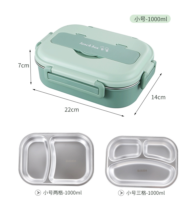 304 stainless steel insulated lunch box, rectangular sealed partition lunch box, portable student fresh-keeping box, light food lunch box pic 20