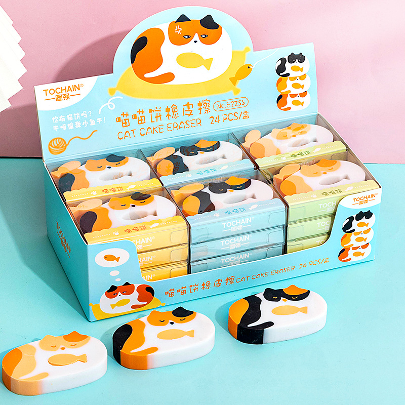 Tuqiang Miao Miao Pancake Eraser, a cute cartoon cat-shaped eraser specially designed for primary school students, cleans thoroughly without leaving any marks pic 4