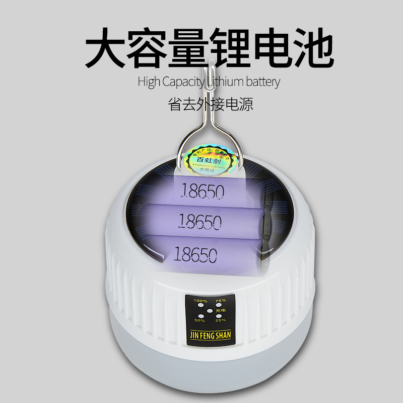 led太阳能充电灯泡野营露营灯家用停电应急夜市摆摊灯泡电量显示详情8