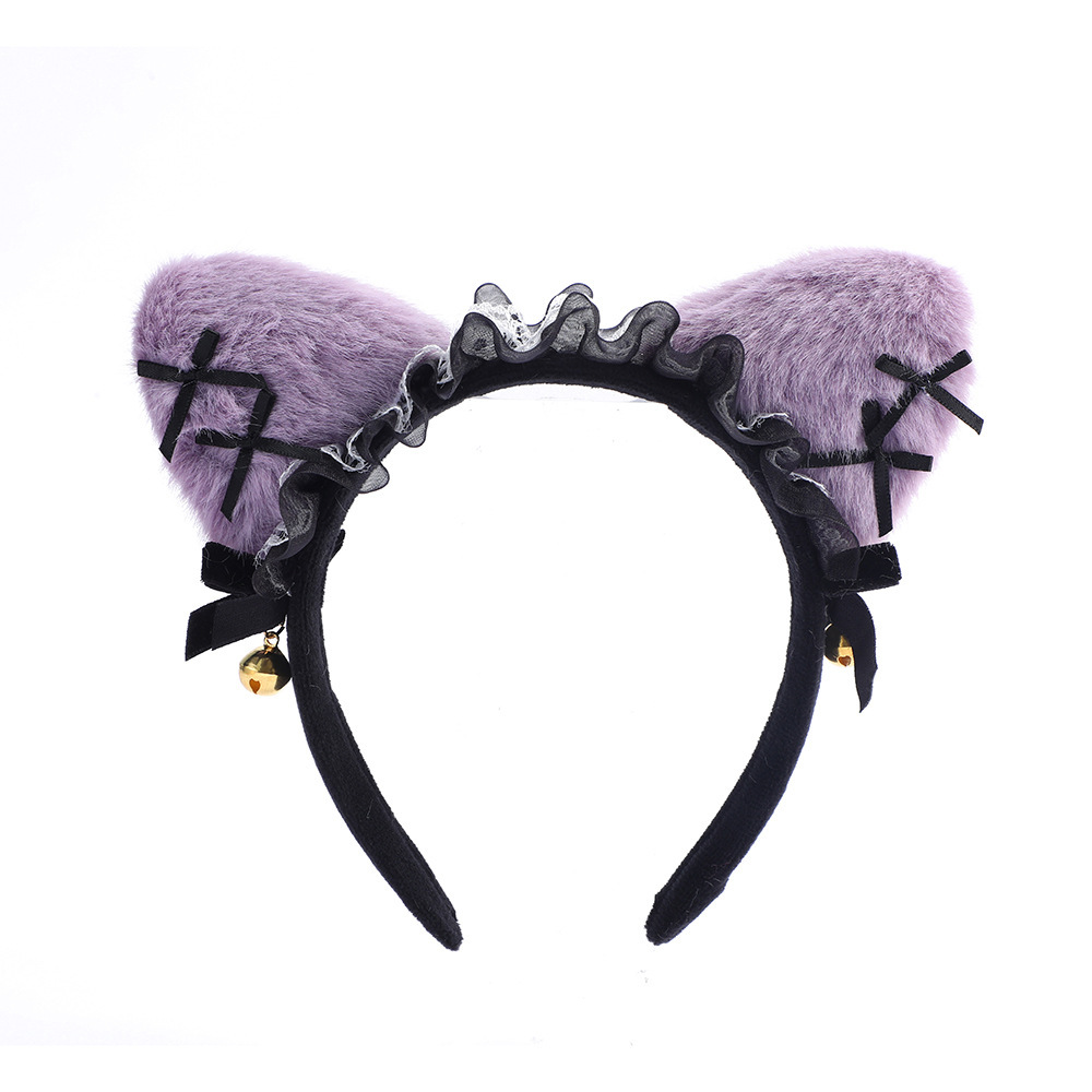 The new pure desire ins cat ear headband for women's cosplay lace cat ear bell hairpin headband is cute and high-end pic 8