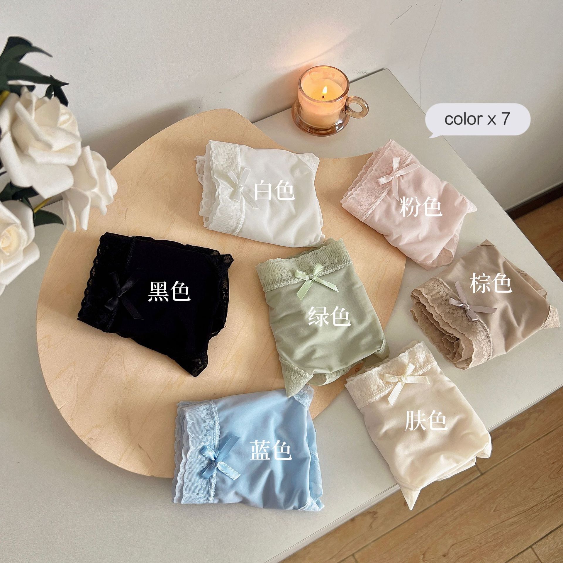 “奶油少女”日系速干冰丝内裤夏季无痕女生中腰薄款蕾丝边三角裤详情13