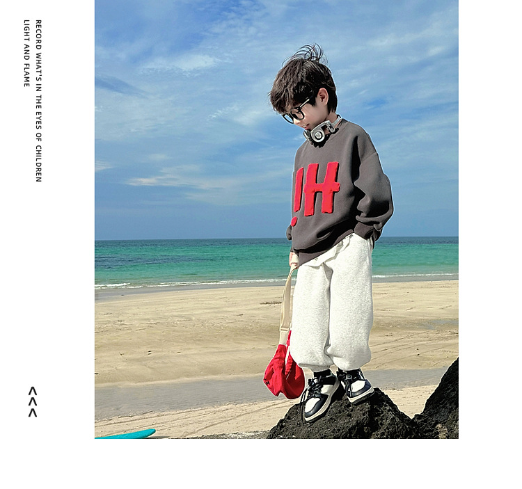 童话记忆2024秋季新款童装儿童韩版纯色卫衣贴布绣男童字母上衣潮详情19