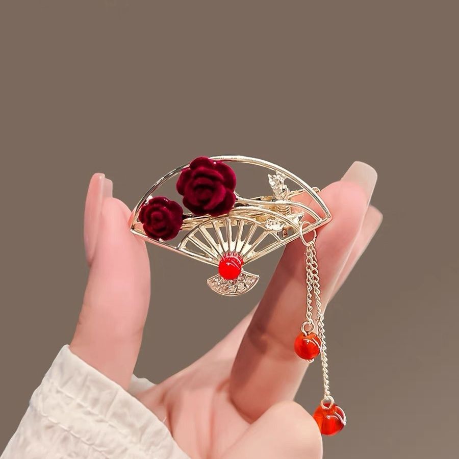 New Chinese-style alloy hair clips, plum blossom tassels, bangs clips, elegant hair clips, bride cheongsam, duckbill clips, and headwear for women from the national trend series pic 12