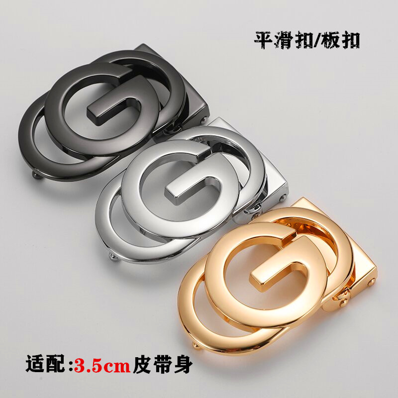 厂家直供皮带扣合金扣头字母扣时尚男款腰带头3.5平滑扣打孔板扣详情1
