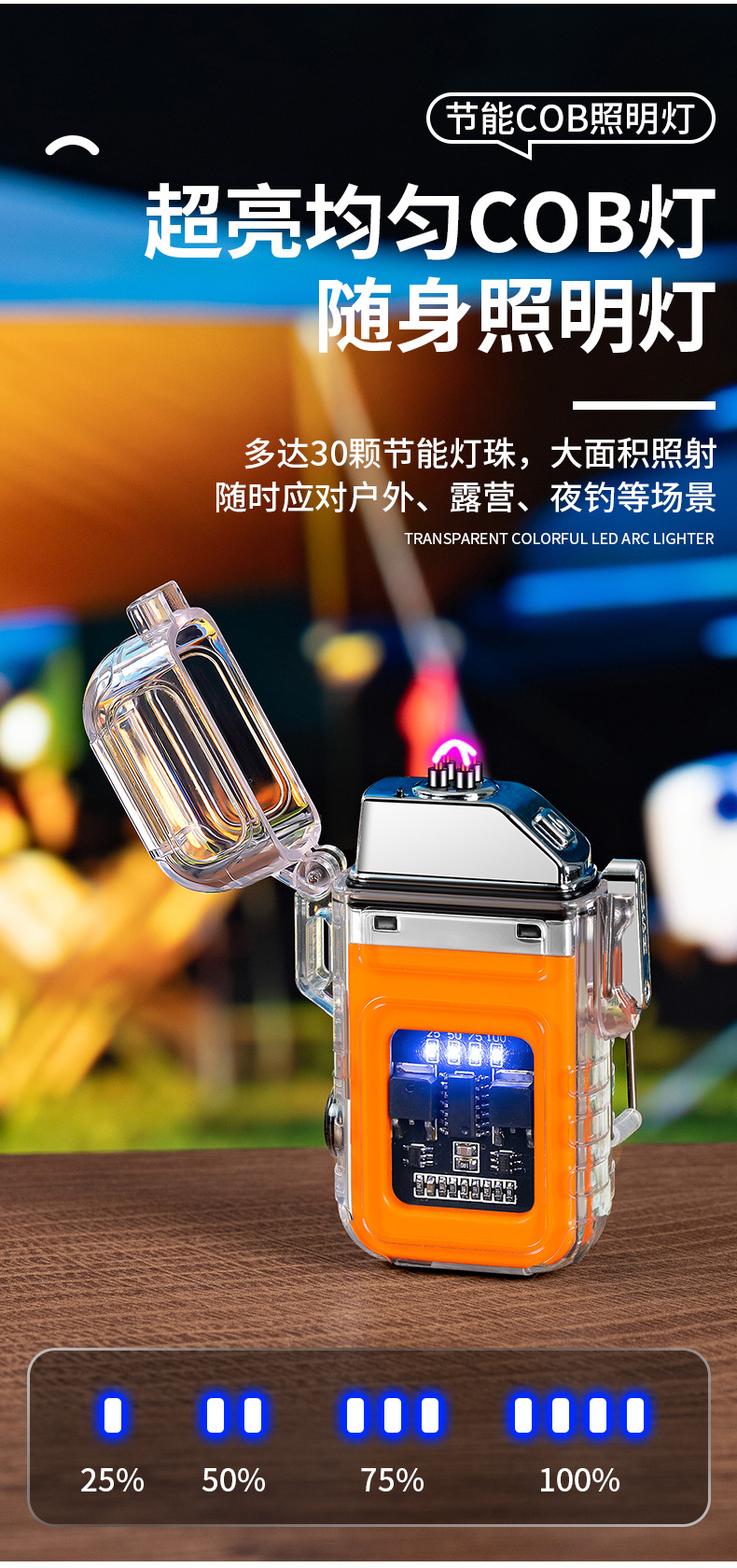 Wholesale of new transparent lighters, creative plastic outdoor waterproof double-arc lighting multi-functional electronic cigarette lighters pic 19