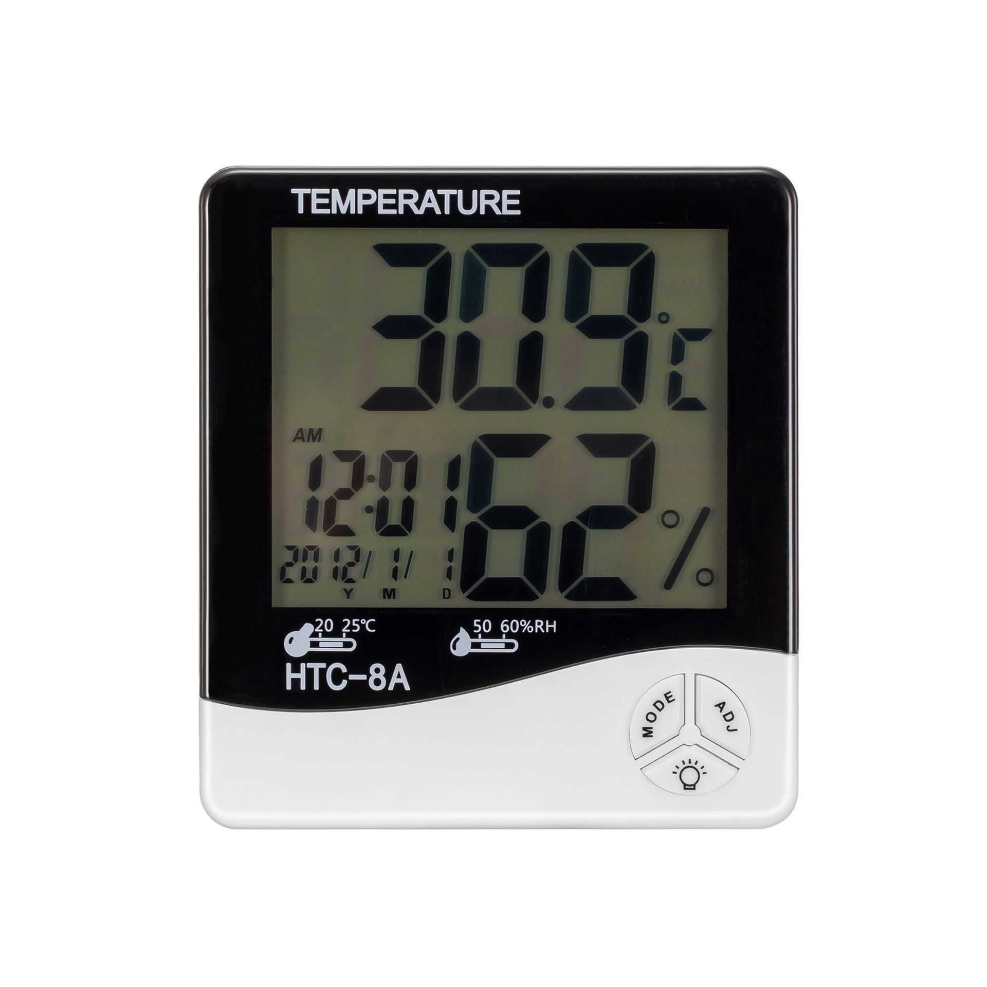 Household electronic temperature and humidity meter, digital thermometer with backlight calendar alarm clock, HTC-8A temperature and humidity meter pic 3