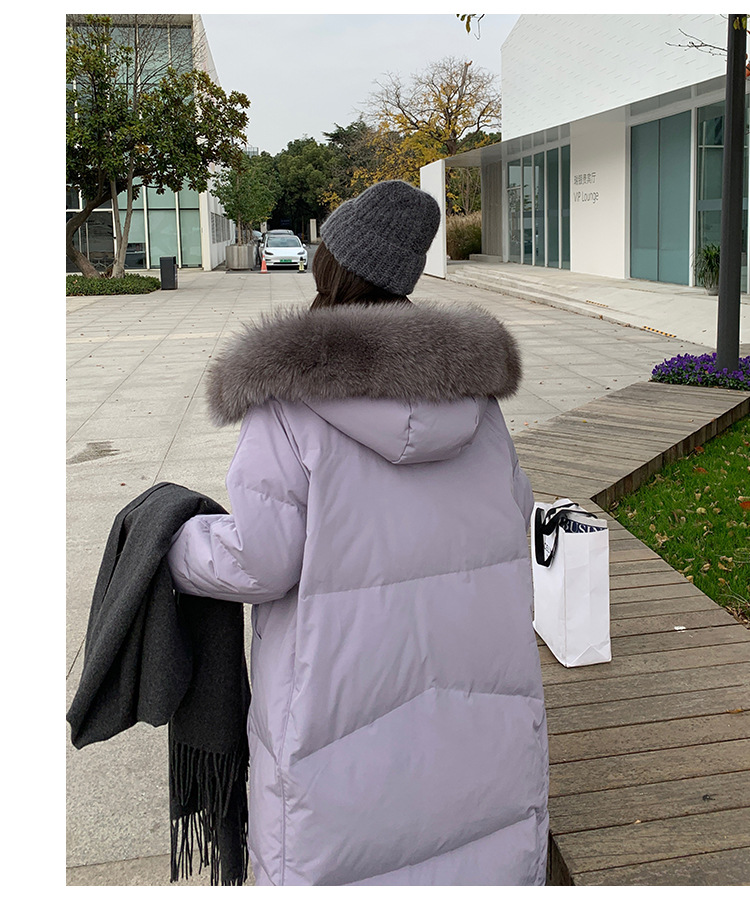 The new mid-length, fashionable, large-collar, loose and thickened white duck down warm jacket for women in winter 2021 is trendy pic 27