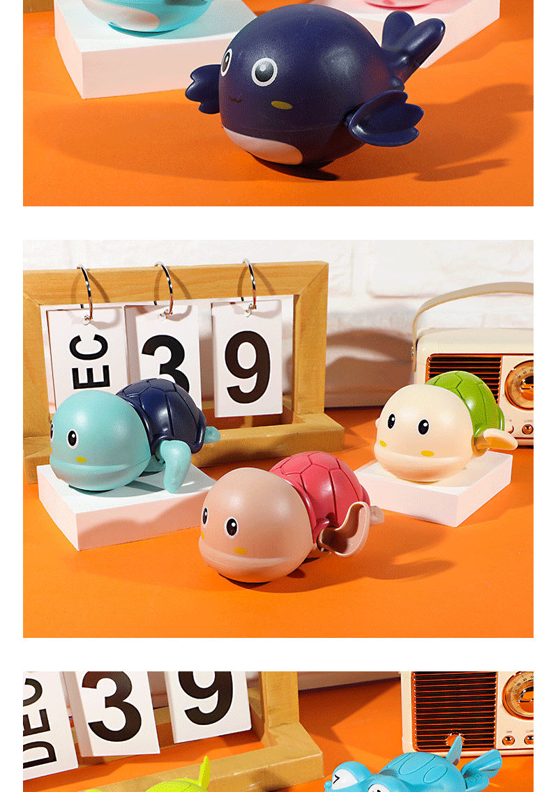 地摊批发游泳小乌龟婴幼儿洗澡戏水玩具宝宝沐浴室上链发条小鸭子详情15