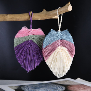 New color-offset double-ended cotton thread tassel handcrafted clothing, cheongsam with lapel button and Chinese-style classical tassel pendant pic 5