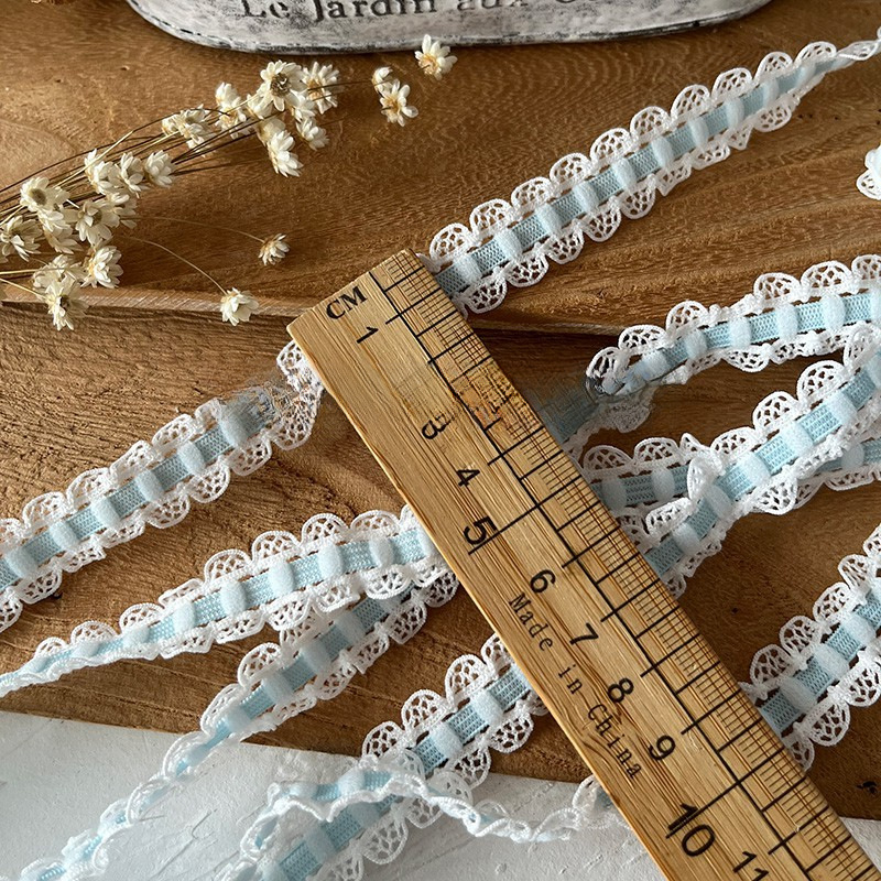 Blue high-end lace trim, hand-decorated skirt hem, garment accessories, pleated, ruffled, wide pic 5