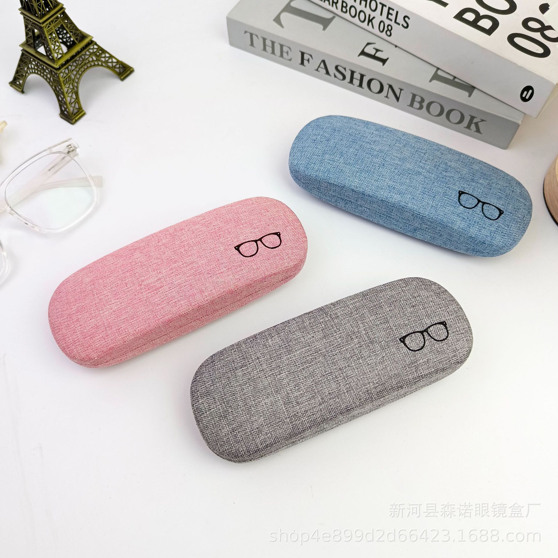 厂家供应时尚简约麻布眼镜盒子男女近视眼镜盒铁质太阳镜盒墨镜盒详情10
