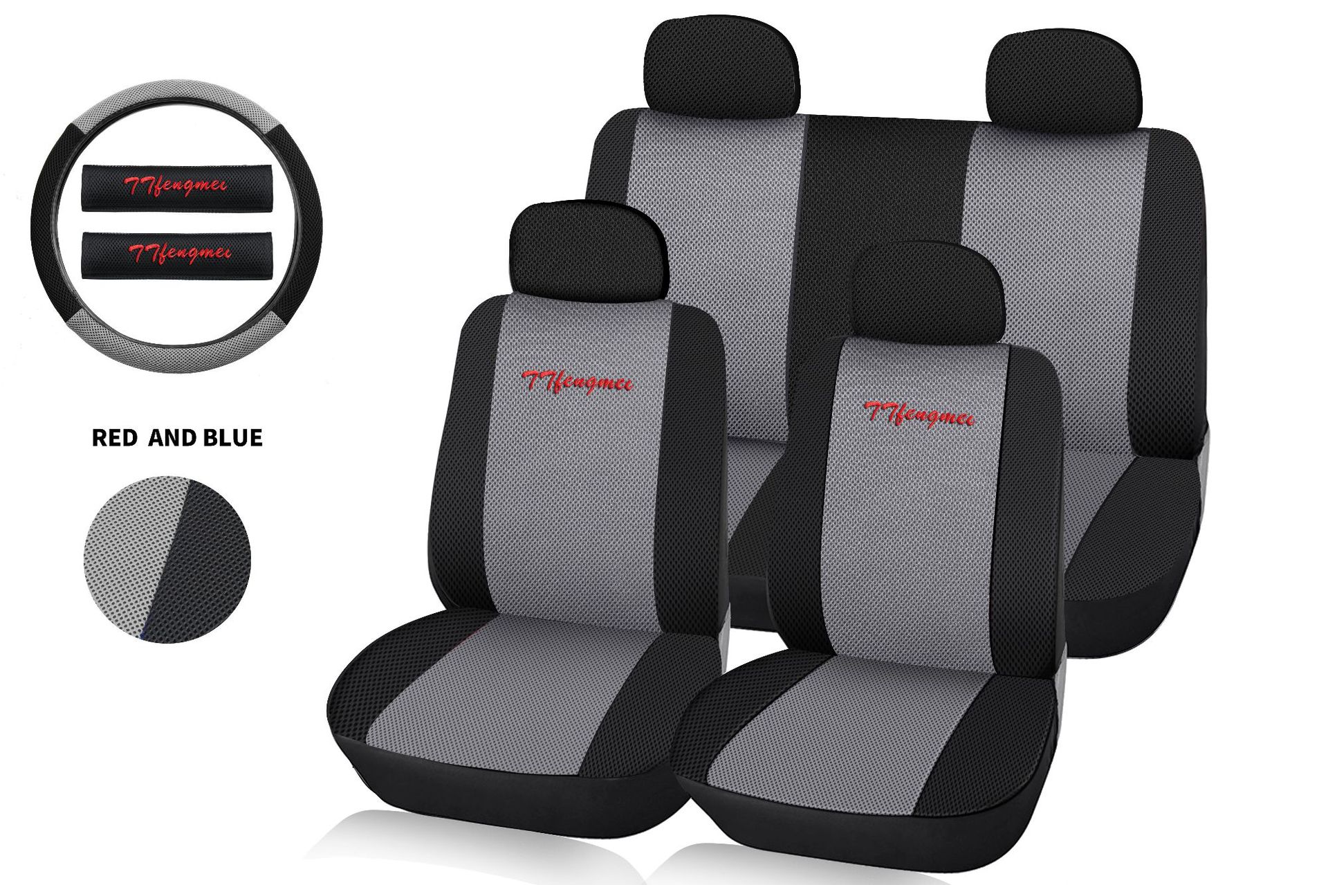 Cross-border car seat cover, 11-piece set, full seat cushion, breathable sandwich mesh fabric, suitable for all five seats in the vehicle throughout the four seasons pic 4