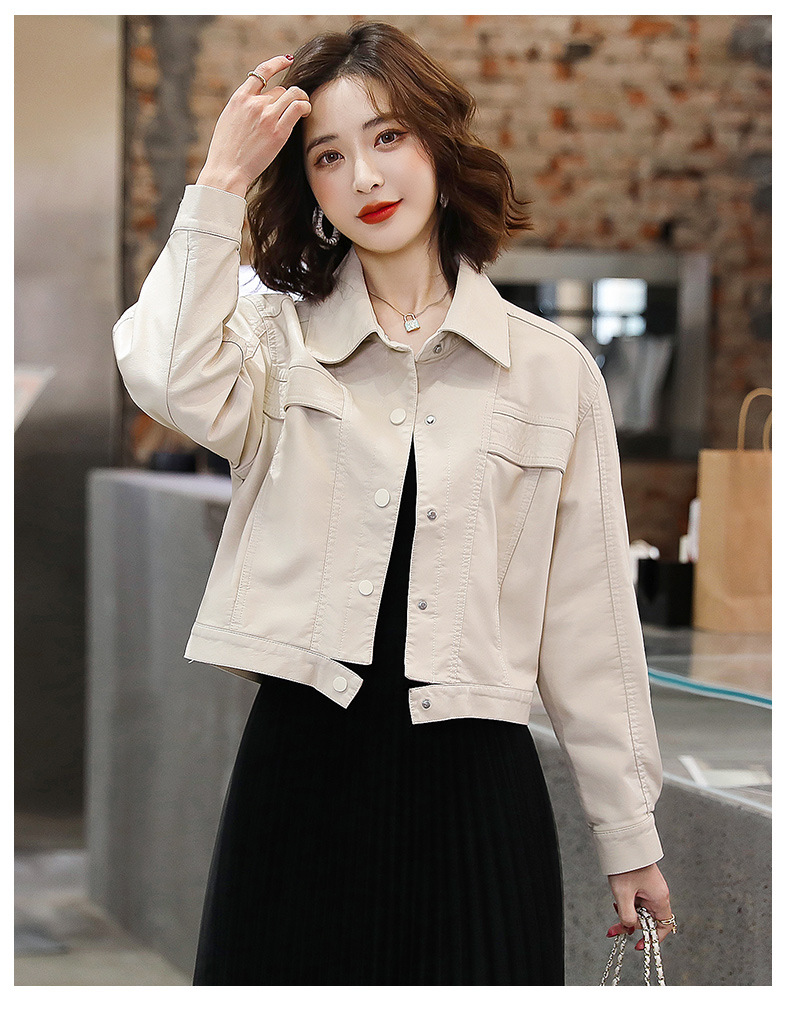 小皮衣短款外套女士2022春秋新款港风小个子修身机车服夹克上衣详情12