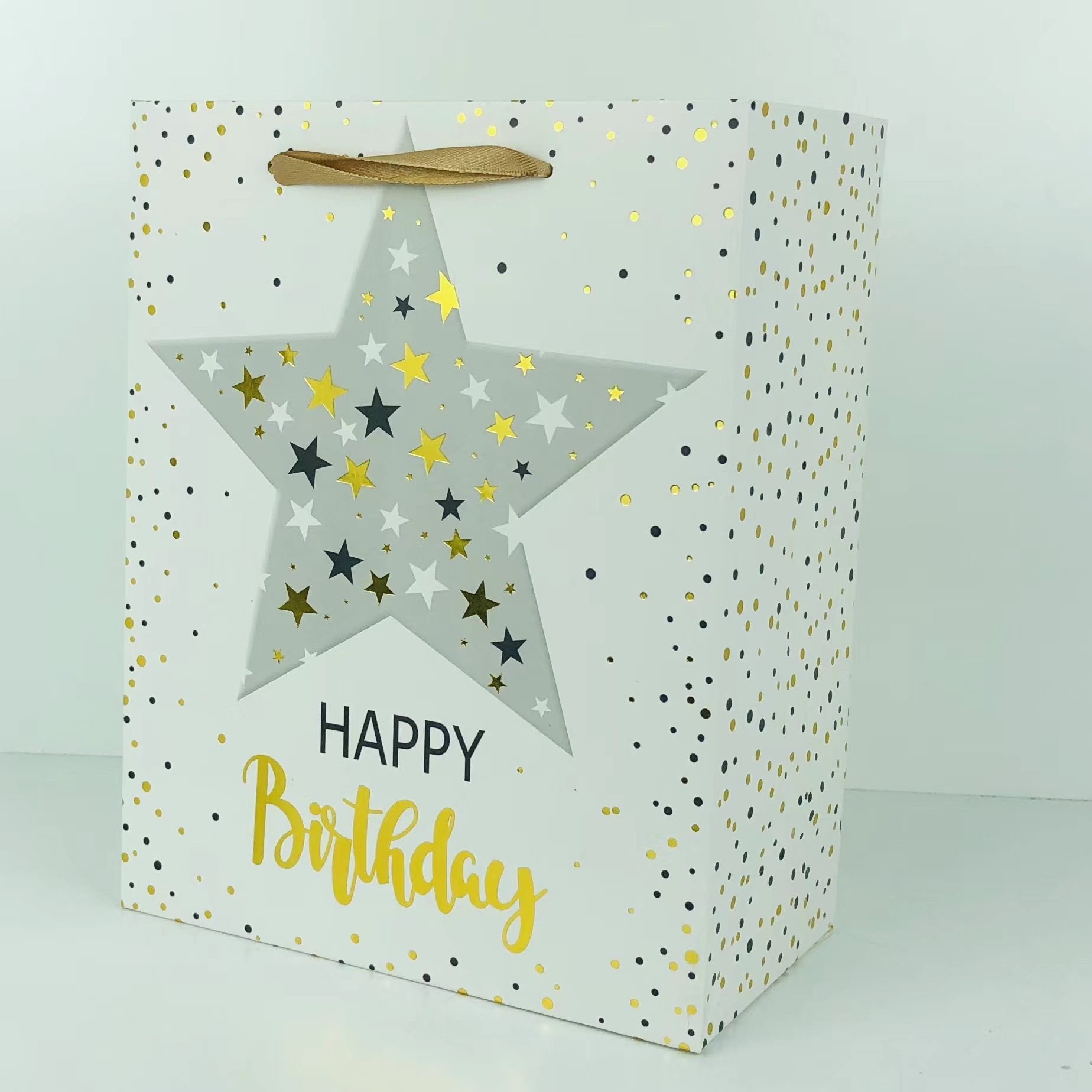 In-stock gilded BIRTHDAY HAPPY BIRTHDAY five-pointed star element tote bags, gift bags, shopping bags, cross-border special pic 9