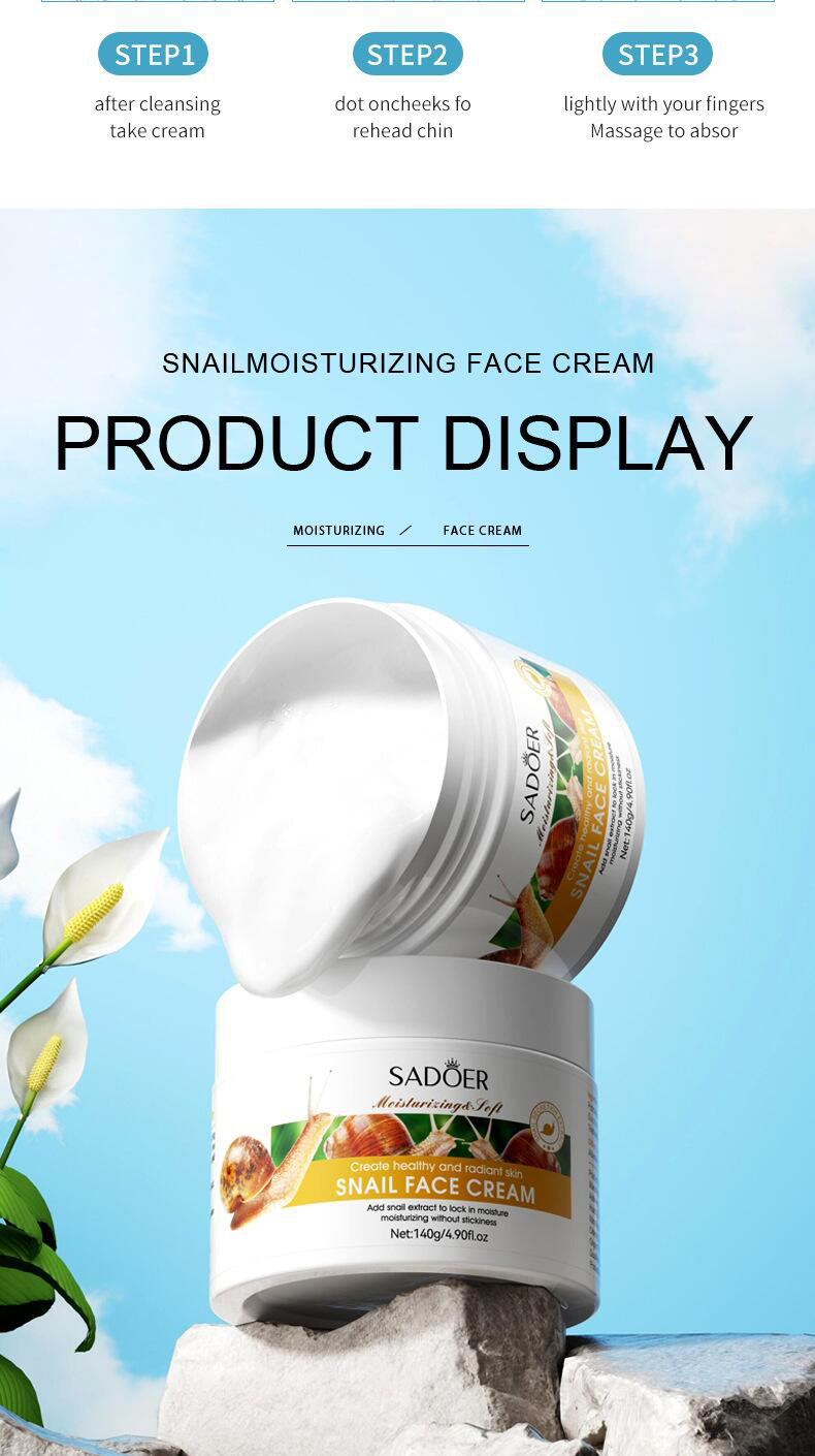 Full-english snail Cream 140g SADOER hydrating, Moisturizing, Nourishing and skin softening cross-border foreign trade live wholesale pic 10