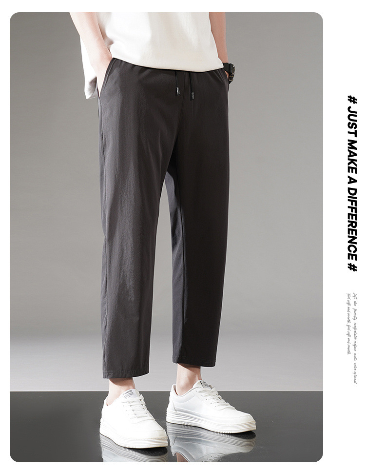 冰丝裤子男夏季新款薄款运动休闲九分裤大码宽松直筒卫裤速干男裤详情26