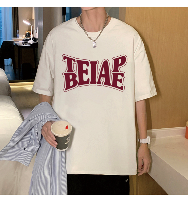 港风复古棉短袖T恤男ins潮牌夏季2024新款男装oversize宽松体恤详情3