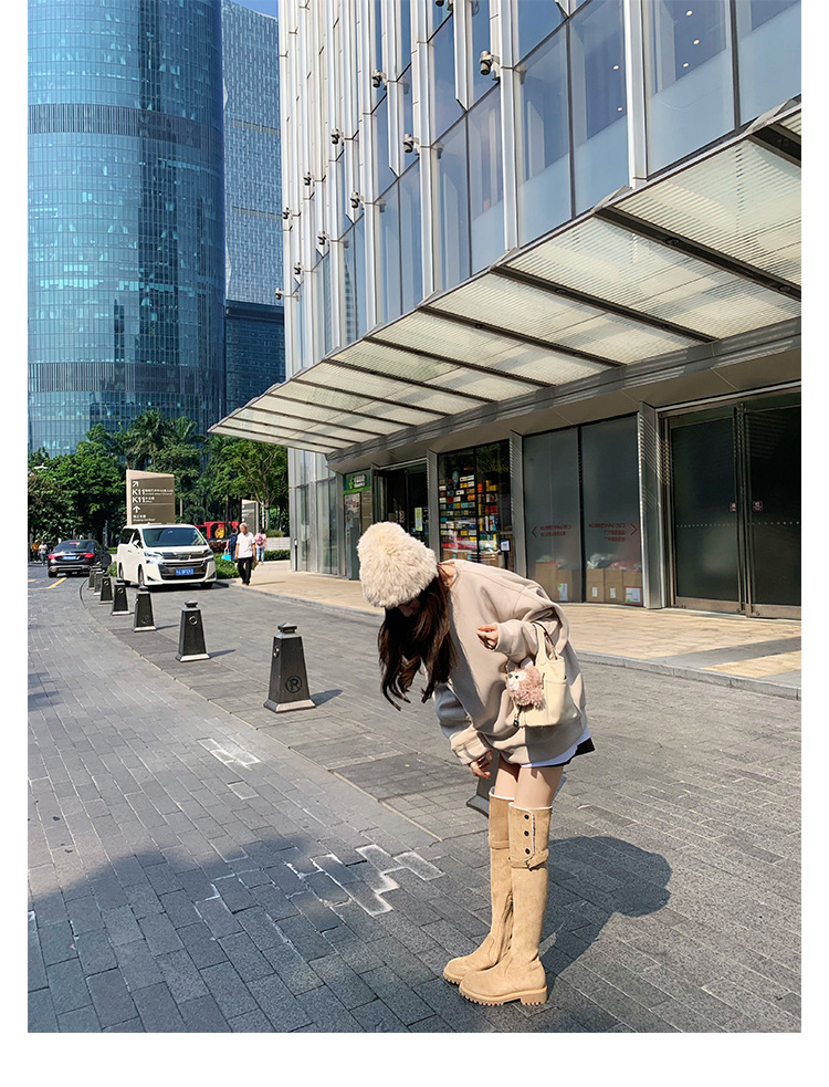 葡萄妈过膝骑士靴女厚底加绒长筒厚绒长靴百搭雪地靴女式棉鞋冬季详情47