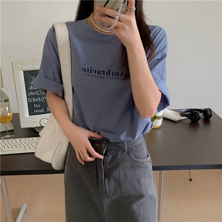 夏季棉质短袖t恤女装潮韩版宽松大码半袖打底衫 chic港味上衣代发详情13