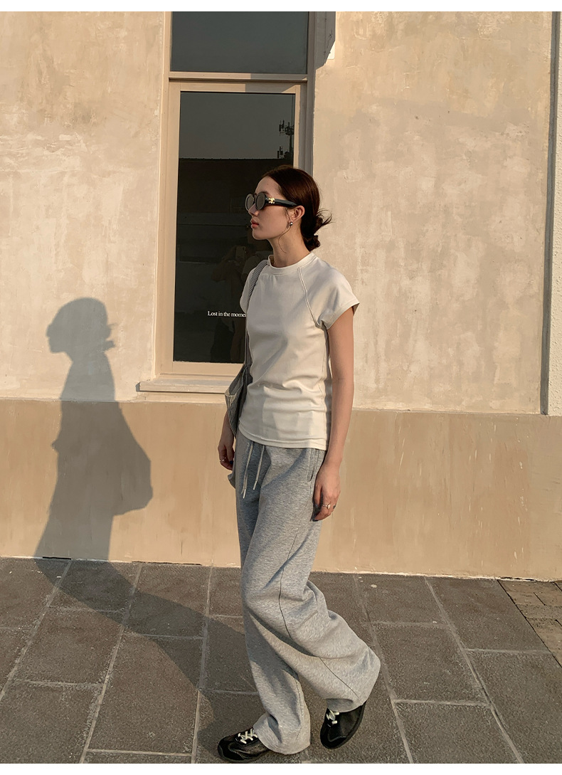 【7色可选】圆领净版短袖T恤女2025春夏新款韩版休闲百搭上衣T026详情19