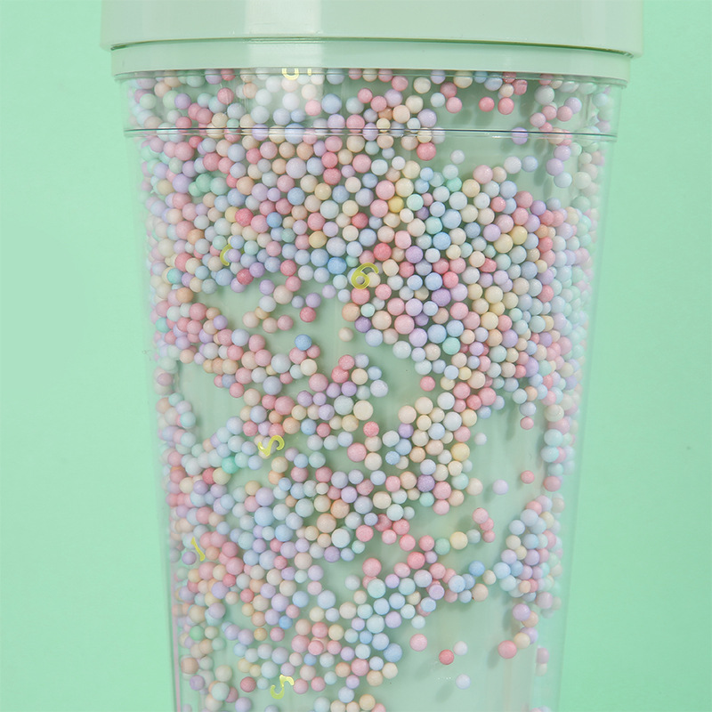 Student foam seven-color plastic cup, outdoor portable and cute water cup, Internet celebrity high appearance level creative rainbow straw cup pic 12