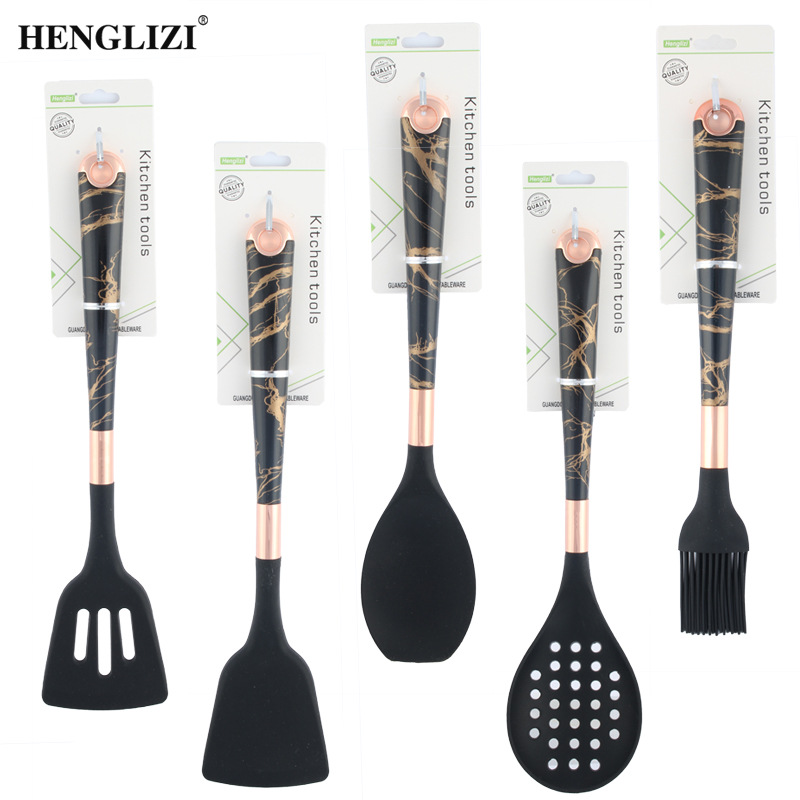 Cross-border household high-temperature resistant non-stick pan with a spatula to remove the soup spoon, full silicone handle body food-grade silicone kitchenware set pic 11