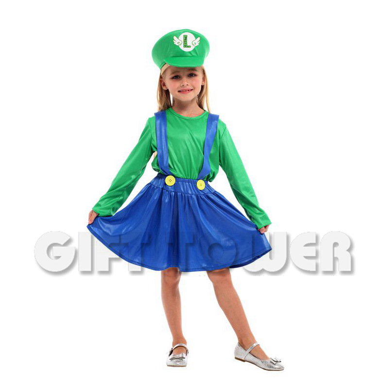 超级玛丽马里奥套装小女水管工舞台表演服装 儿童超人动物猪e道服G-0258 舞台服、表演服详情9