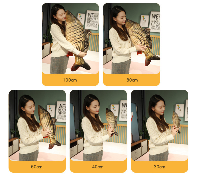 Creative simulation fish throw pillows, plush toys, crucian carp and common carp pet dolls, long pillows, and annual surplus dolls wholesale pic 13
