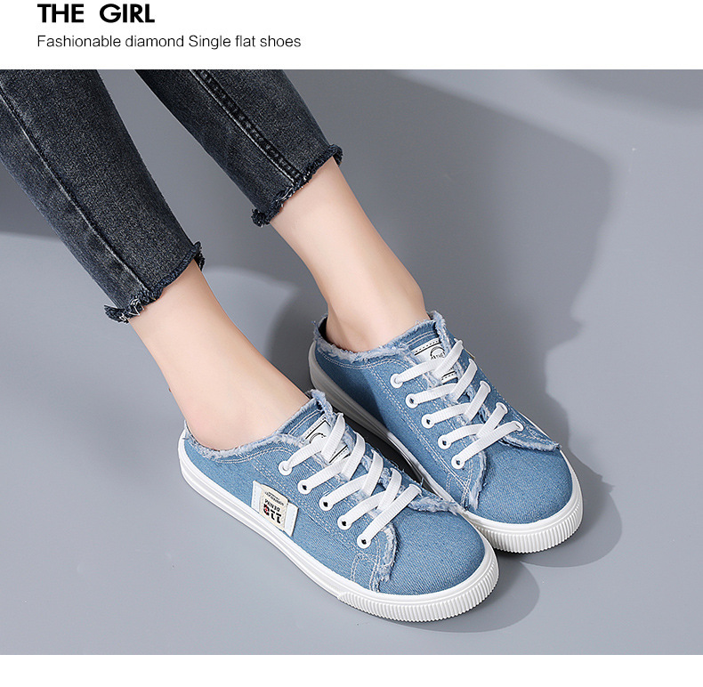 帆布鞋夏季新款小白鞋懒人鞋一脚蹬半拖平底百搭学生百搭时尚板鞋详情7