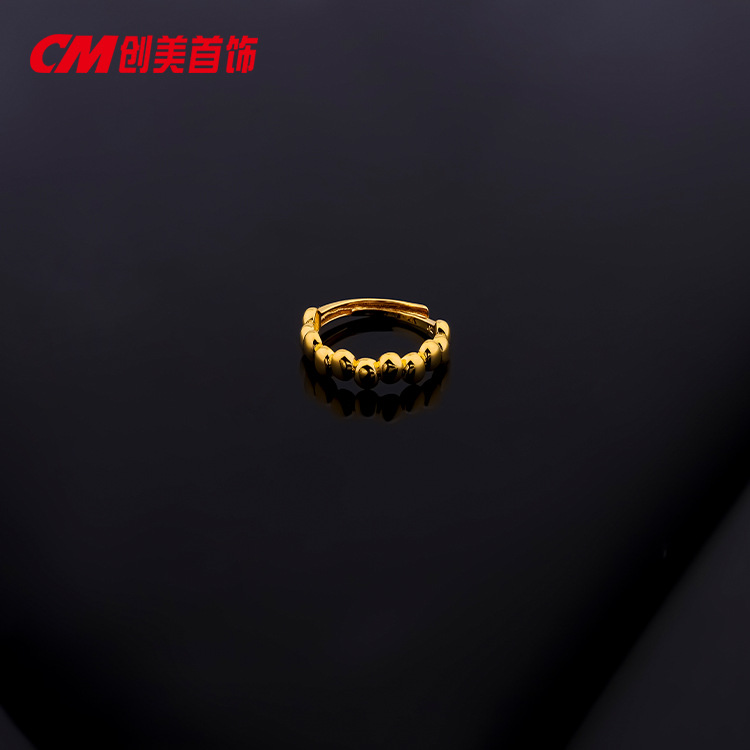 Chuangmei Jewelry offers a simple and retro heart-shaped wedding ring for women, with a 24k gold matte finish and adjustable opening. Wholesale pic 10