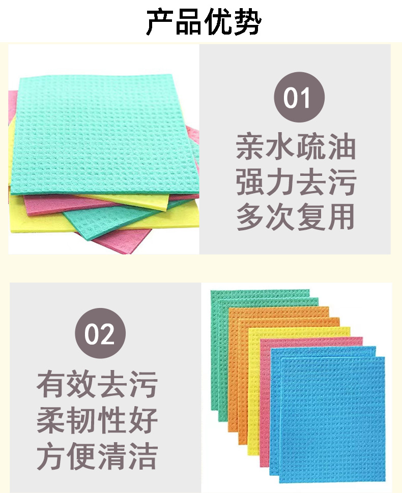 法国木浆棉百洁布洗碗布厨房吸水清洁去污去油吸水压缩木浆棉抹布详情7