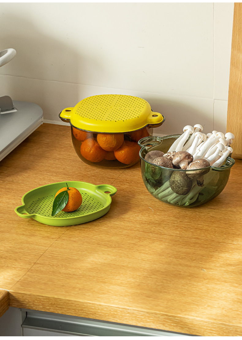Nachuan Light Luxury covered draining basket kitchen household sink, fruit and vegetable filtering basket, fruit washing PP storage box pic 16